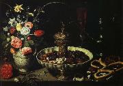 PEETERS, Clara bord med blomvas och torkad frukt Germany oil painting artist